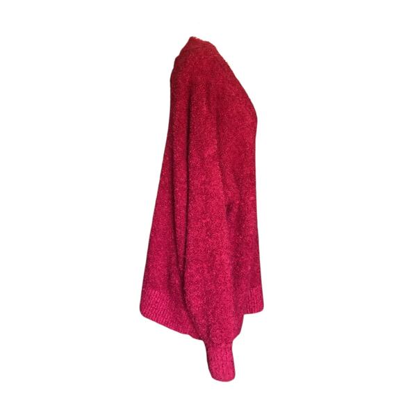 Aerie Oversized Ribbed V-Neck Sweater Long Sleeve Red Pullover Women's Medium - Picture 3 of 14